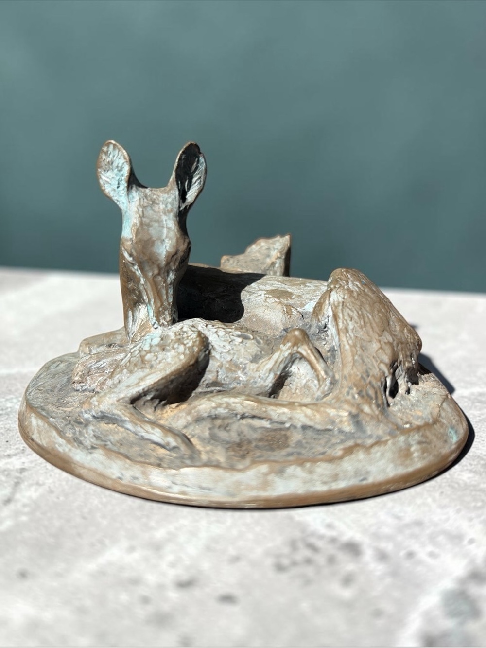 VINTAGE DOE AND FAWN FEEDING SCULPTURE – POSSIBLE BRONZE CASTING MOLD
